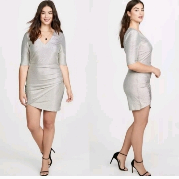 Alice + Olivia Judy dress with metallic  V-Neck Mini Dress 0 New without tags. - Picture 5 of 16